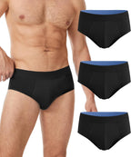 YESWEL Incontinence Underwear for Men, Washable Reusable Protective Bladder Control Cotton Briefs, 50ml Absorbency, 3 Pack (Black, Large)