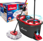 Vileda Turbo 3 in 1 with Microfibre Pad, Spin Mop for Cleaning Floors, Set of 1x Mop and 1x Bucket