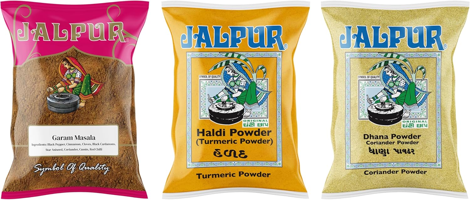 Jalpur Millers Spice Combo Pack - Garam Masala Powder 100g - Turmeric Powder 100g - Coriander Powder 100g (3 Pack)