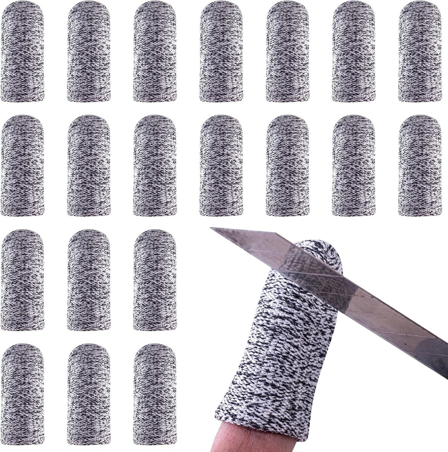 20 Pcs Finger Cots Cut Resistant Protector Reusable Fingertip Gloves Cover Large Finger Nail Sleeves Fabric Thumb Protection Guards Kitchen Hand Sewing Food Cutting Sculpture Carving Work Supplies