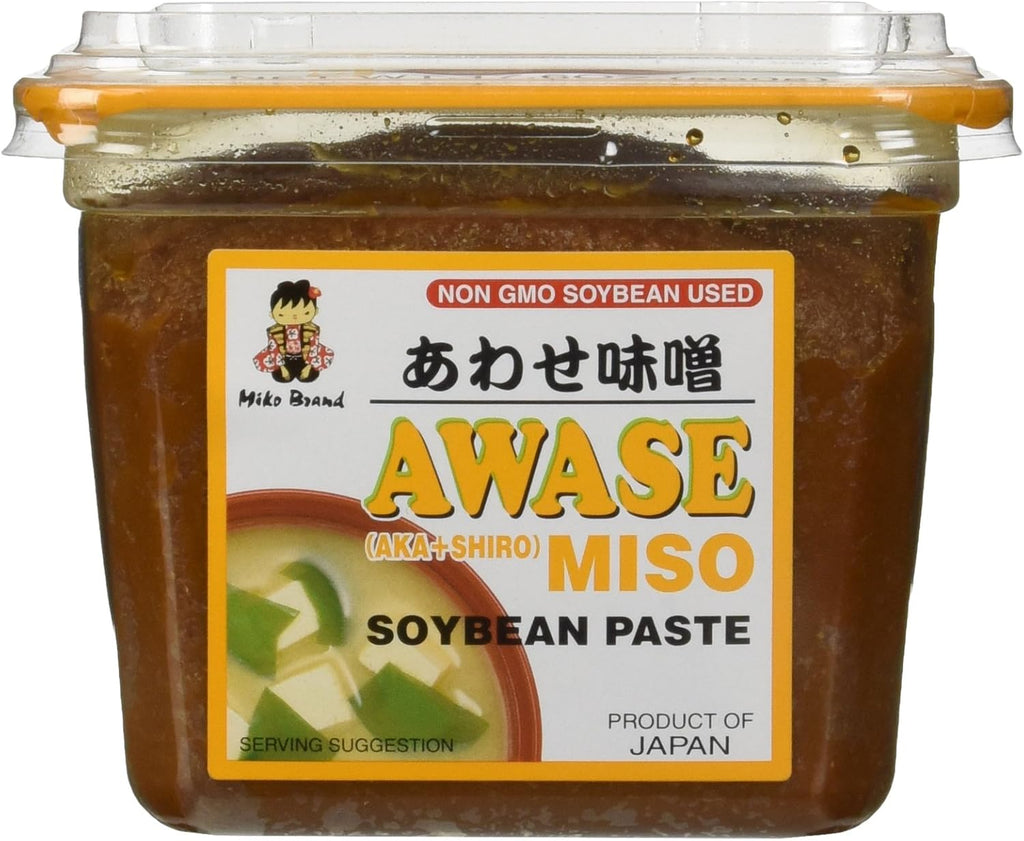 Miko - Awase Miso Soyabean Paste (Aka + Shiro) - 500 Gram - GMO Free Japanese Miso Paste