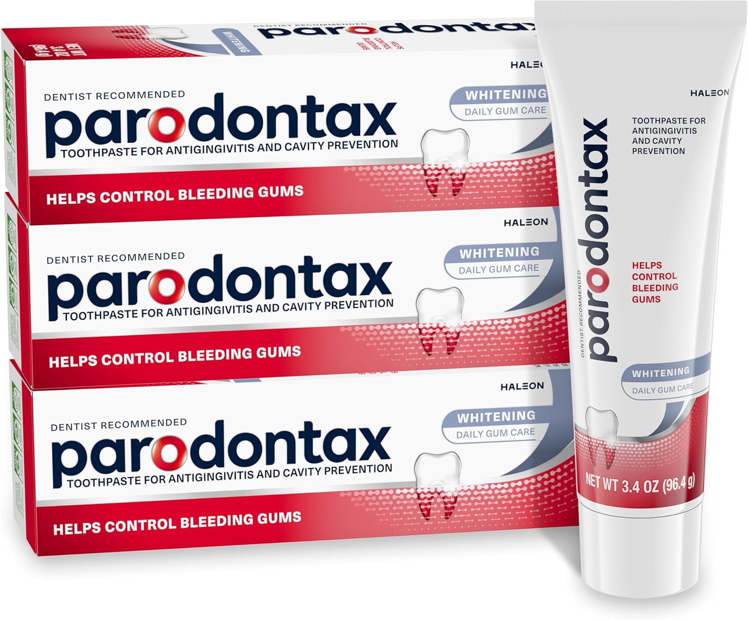 Parodontax Teeth Whitening Toothpaste To Help Bleeding Gums, Gum Toothpaste For Gum Health, 3.4 Oz x 3