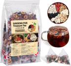 Ginseng Five Treasures Kidney Tea, Traditional Chinese Herbal TeaBags, Natural Kidney Cleanse Detox Tea for Women & Men, 7 Precious Ingredients Formula(1 Pack/25 Bags)