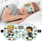Kids Silk Sleep Mask – 100% Mulberry Silk Eye Cover, Kid Eye Mask with Adjustable Strap, Soft & Breathable Blackout Sleeping Mask for Boys and Girls Ages 5-15 (Soccer Style)