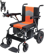 19'' Wider Seat Electric Wheelchairs for Adults - 15 Miles Range Foldable Motorized Wheelchair, Support 330 lb All Terrain Power Wheelchair with Large Tires for Travel/Home/Outdoor, Orange