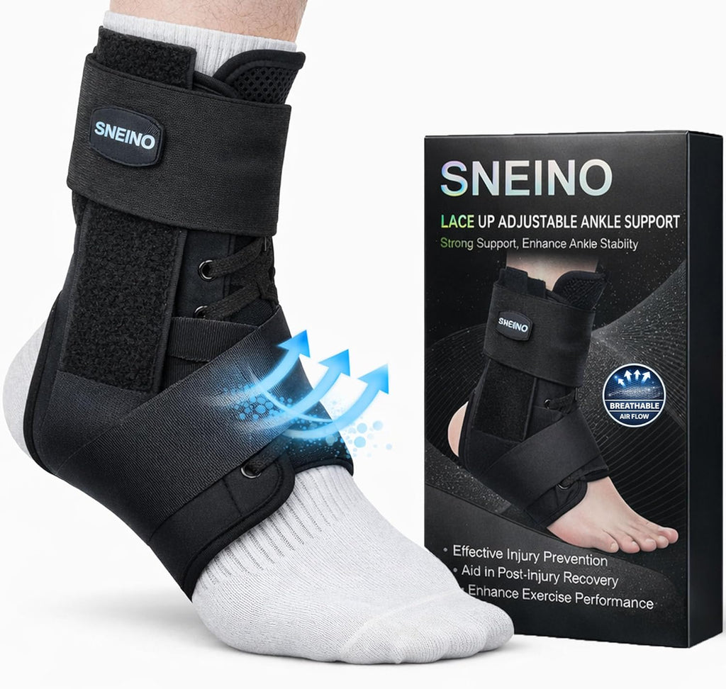Ankle Brace for Women Men - Ankle Support Brace for Sprained Ankle, Ankle Stabilizer for Achilles, Tendon, Sprain, Injury Recovery, Lace up Ankle wrap for Running, Basketball, Volleyball (Ankle Brace, Large)