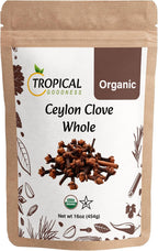 Tropical Goodness Cloves Whole Organic 16 oz (1 lb) | USDA Organic & Kosher Certified | Premium Non-GMO Ceylon Cloves | Fresh Pure Flavor for Cooking, Tea & Baking | Fresh Hand Picked from Sri Lanka