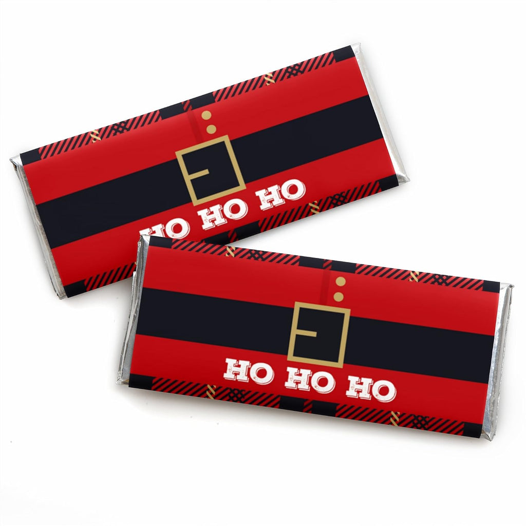 Big Dot of Happiness Jolly Santa Claus - Candy Bar Wrapper Christmas Party Favors - Set of 24