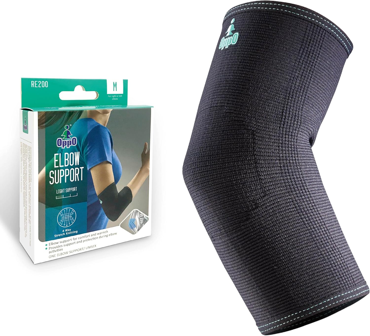 OPPO RE200 Elbow Compression Sleeve – Advanced Support for Tennis Elbow, Golfer’s Elbow, Tendonitis & Arthritis Relief – Ideal for Workouts, Sports, and Daily Wear (Black, Medium, 1-Pack)