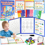 Magnetic Fraction Playbook with Tiles & Circles, Whiteboard Ready Fraction Manipulatives Kit, Montessori Math Tools for Kids Ages 6-10, Classroom & Homeschool Supplies with Wipe Clean Activity Cards