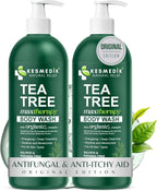 KESMEDIK Tea Tree Body Wash MaxTherapy, Itchy Skin Relief Soap, Soothes Jock Itch, Athlete's Foot, Acne, Eczema, Psoriasis & Sensitive Skin, Intimate Wash, Men & Women, 2-Pack, Original Edition