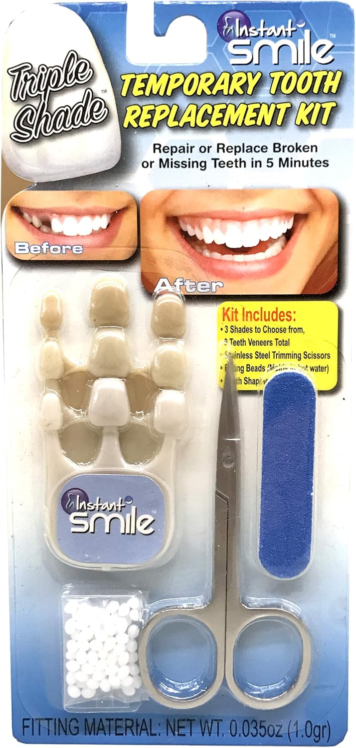 Instant Smile Triple Shade Temporary Tooth Kit - Replace A Missing Tooth in Just 5 Minutes!