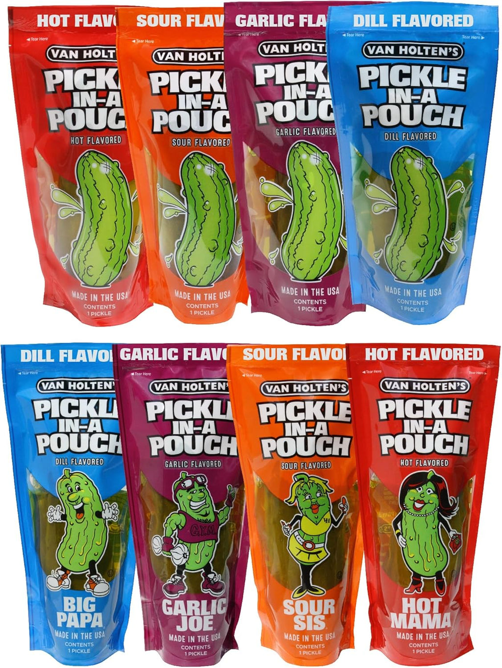 Van Holten's Pickles - Variety Pickle-In-A-Pouch Sampler - 8 Pack