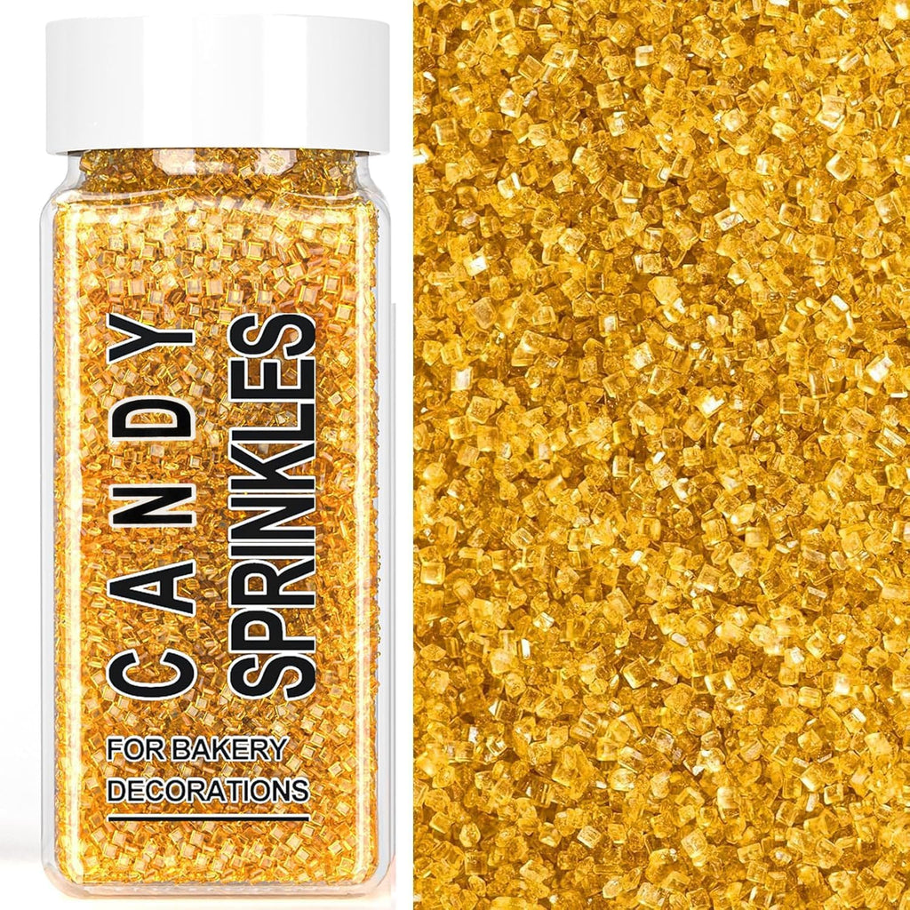 Gold Sprinkles, Gold Sanding Sugar Crystals, 4.6 oz Edible Sparkling Sugar for Baking Topping, Cupcakes, Cookies, Ice Cream & Cake Decorating, Wedding Party Christmas Supplies