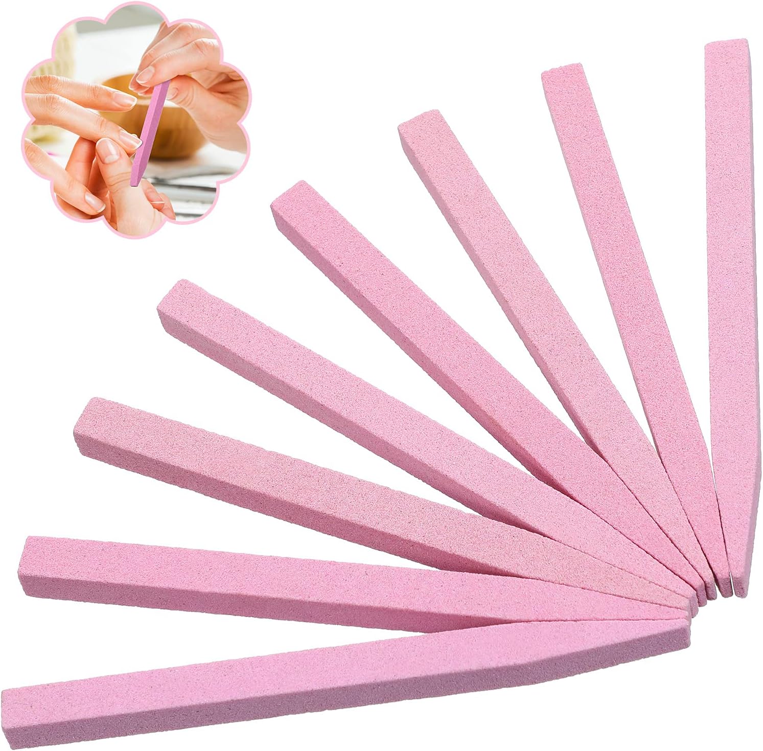 Mudder 8 Pcs Stone Nail File Pumice Stick for Fingernails Pumice Rock Nail Cuticle Pusher Rock File for Home Salon Toenail Buffing Tool (Pink)