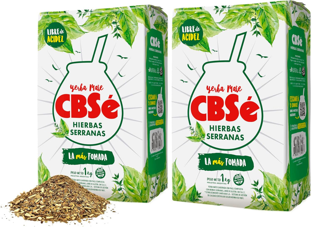 CBSe Hierbas Serranas Yerba Mate Herbal Tea – Loose Leaf, Mountain Herb Blend with Pennyroyal, Peppermint & Mint, Authentic Argentinean Flavor - 2.2 Lbs -1kg. (Pack of 2)