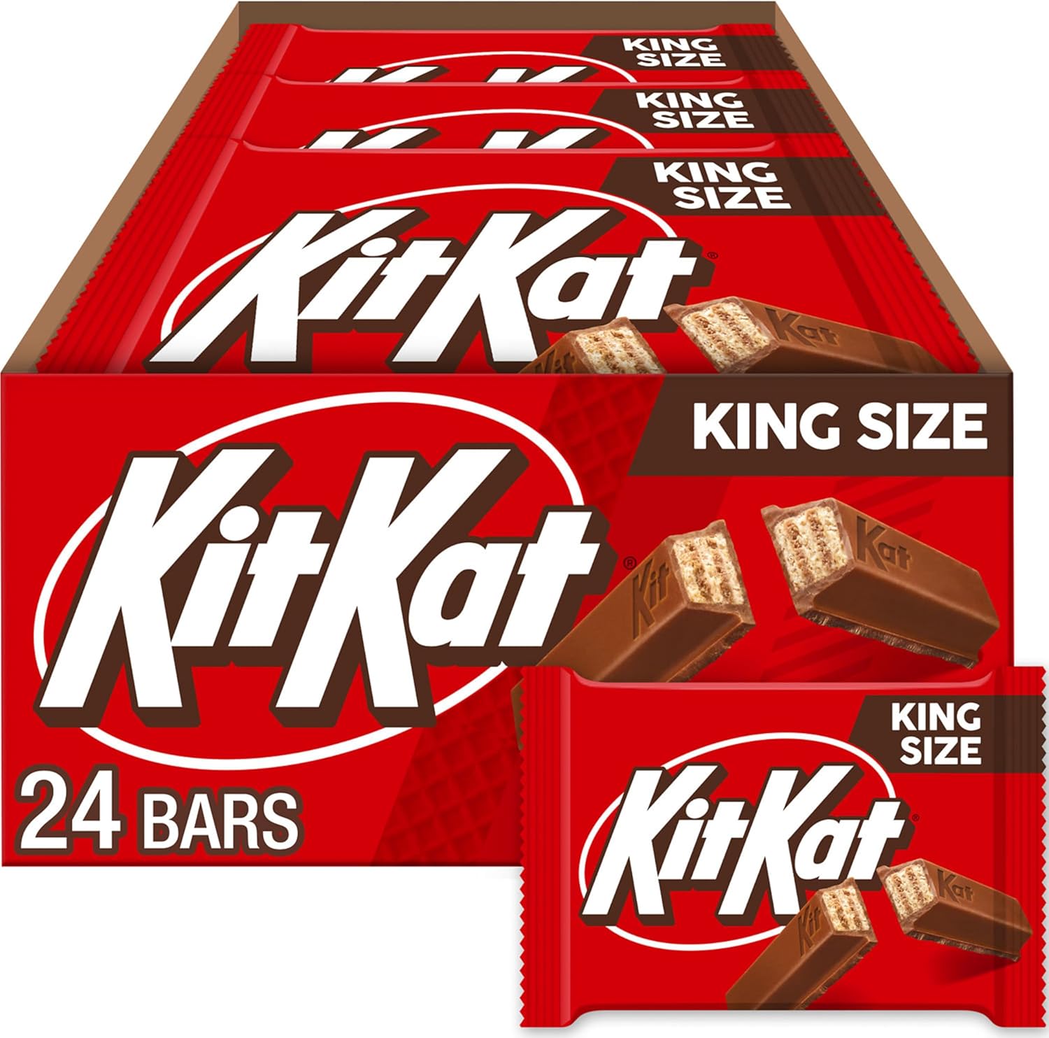KIT KAT Milk Chocolate Wafer King Size, Candy Bars, 3 oz (24 Count)