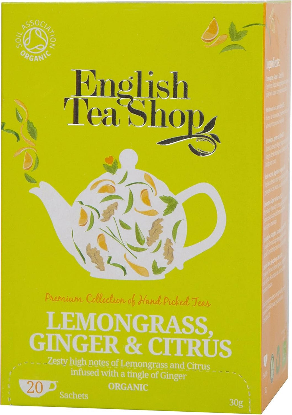 English Tea Shop Lemongrass Ginger and Citrus Fruits - Tea Bags, 30 Gram (Pack of 6)