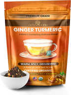 Golden Herbs Organic Ginger Turmeric Tea – USDA Organic Herbal Tea, Caffeine Free, Warming Wellness Blend, 30 Biodegradable Tea Bags, Packed in USA