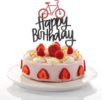 Bicycle Happy Birthday Cake Topper, Birthday Party Cake Decoration, Sports Themed Cake Topper (Bicycle)
