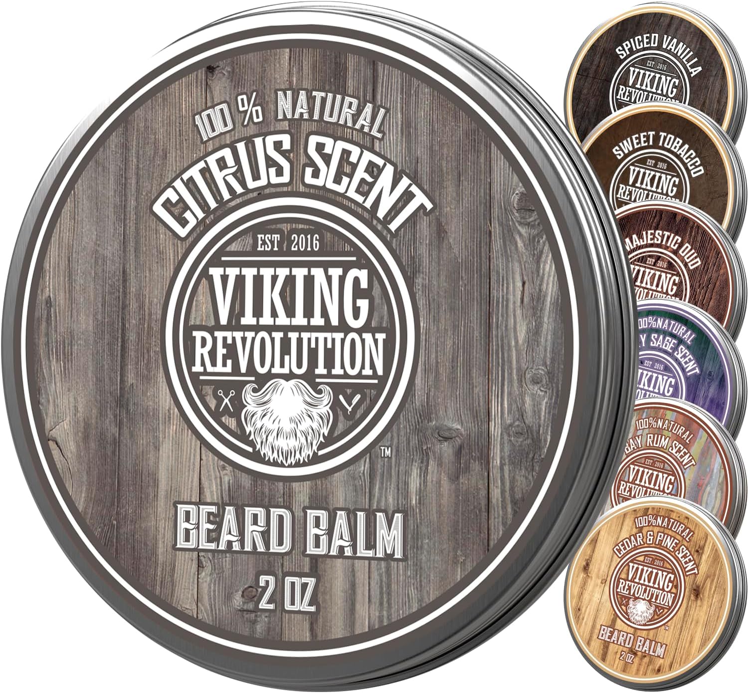 Viking Revolution BEST DEAL Beard Balm with Argan Oil & Mango Butter - Styles, Strengthens & Softens Beards & Mustaches - Citrus Scent Leave in Conditioner Wax for Men