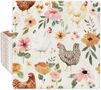20Pcs Hens Paper Napkins Watercolor Floral Chicken Disposable Luncheon Napkin Rustic Flower Poultry Dessert Dinner Hand Napkin for Farmhouse Supplies