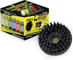 Industrial 5-Inch Threaded 5/16x24 Ultra Stiff Drill Scrub Brush - Dual Action Polisher - Electric Power Drill Brush Attachment - Contractor Cleaning Supplies - Electric Spin Scrubber for Oil Stains