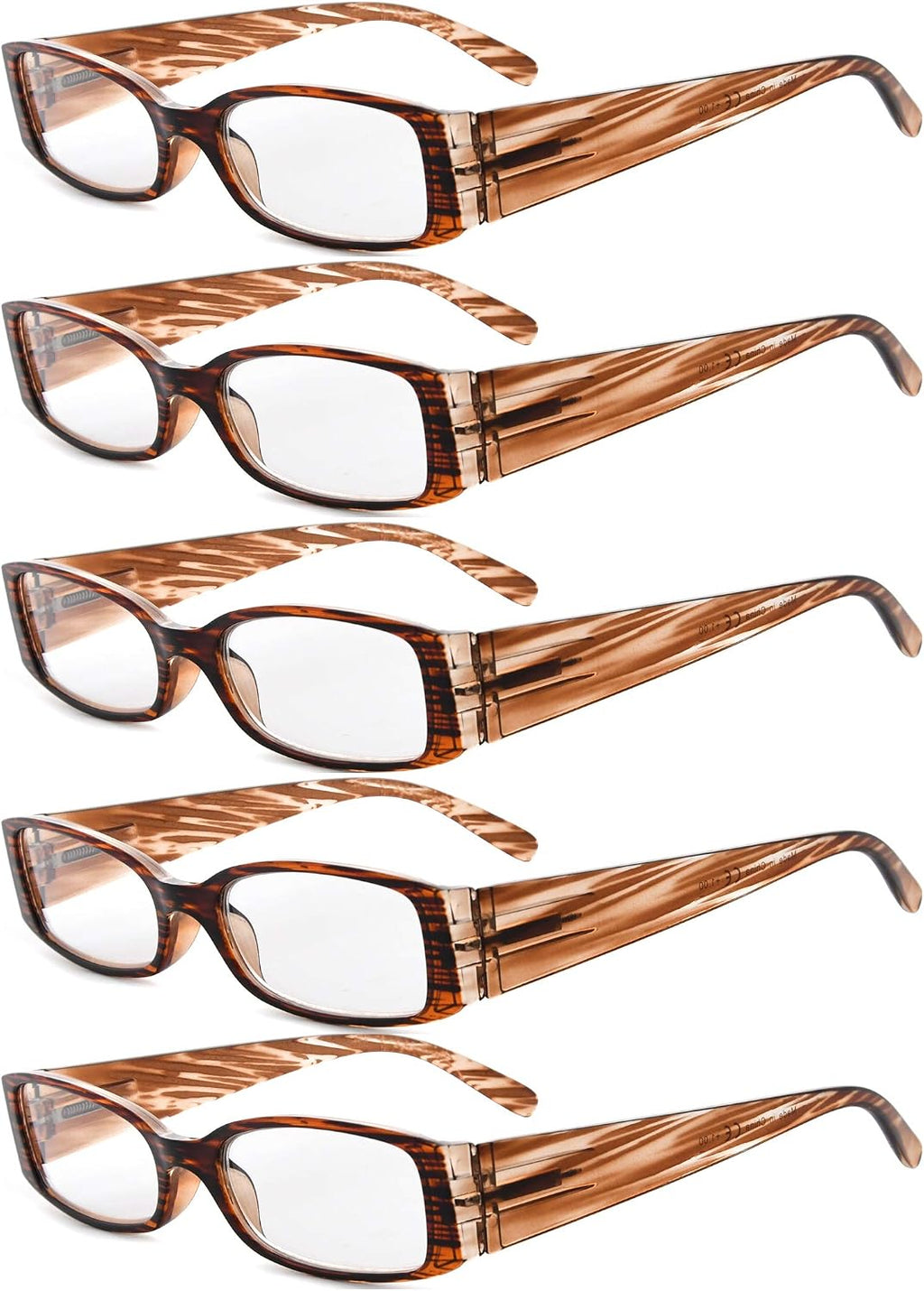 Eyekepper 5 Pairs Reading Glasses for Women Reading Striped Frame Reading Eyeglasses