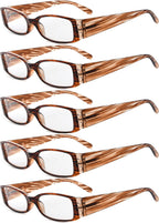 Eyekepper 5 Pairs Reading Glasses for Women Reading Striped Frame Reading Eyeglasses