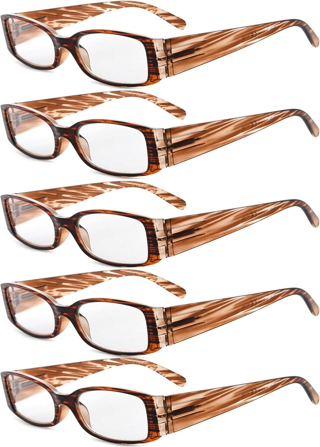 Eyekepper 5 Pairs Reading Glasses for Women Reading +2.50 Striped Frame Reading Eyeglasses