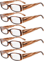 Eyekepper 5 Pairs Reading Glasses for Women Reading +2.50 Striped Frame Reading Eyeglasses