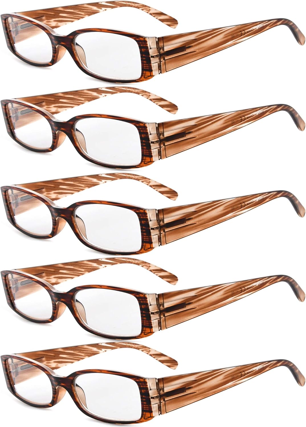 Eyekepper 5 Pairs Reading Glasses for Women Reading +2.50 Striped Frame Reading Eyeglasses