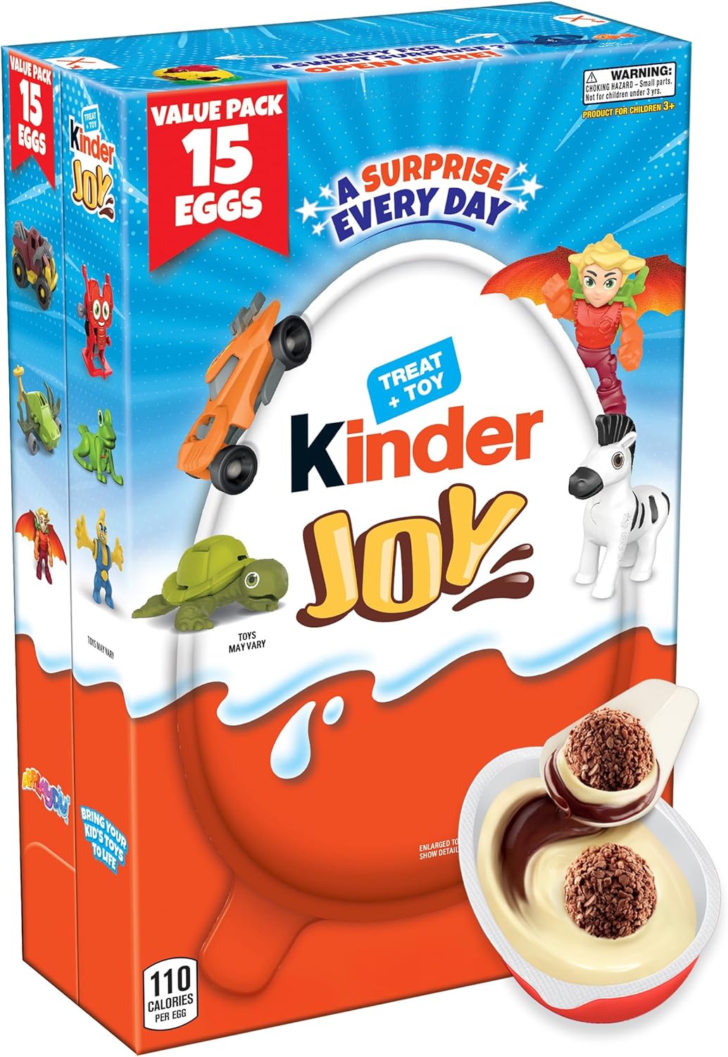 Kinder Joy Eggs, Treat Plus Toy, Chocolatey Wafer Bites, Individually Wrapped, 15 Count, 10.5 oz