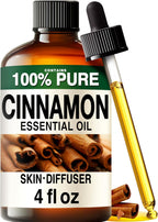 100% Pure Cinnamon Oil - 4 Fl Oz Cinnamon Essential Oil for Hair, Skin, Diffuser, Aromatherapy & DIY Soap Making Scent