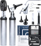 Zyrev Otoscope Oph Diagnostic Set - 34 Piece Medical and Nursing Student Otoscope/Opthalmoscope Kit - with Leather Case for Educational and Professional Settings (Advanced)