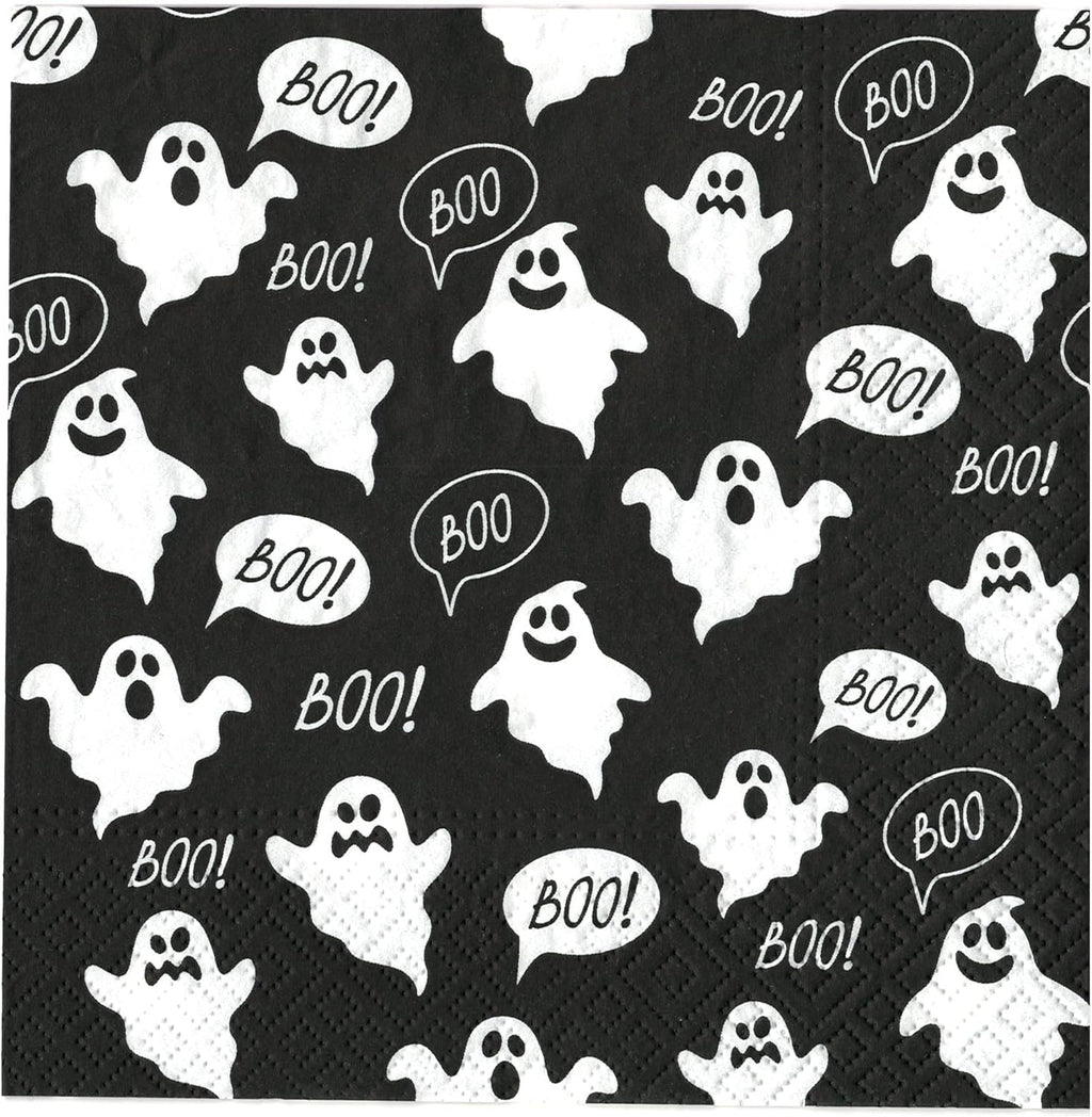 AM Décor - 20 Count Soft 3-Ply Tissue Decoupage Luncheon Paper Napkins -13" x 13" (Unfolded), Boo Halloween