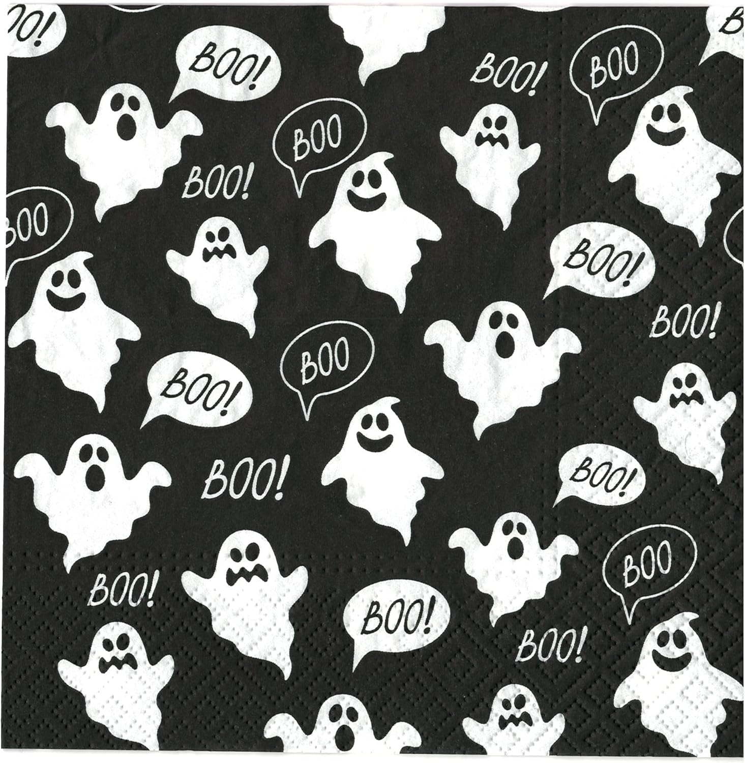 AM Décor - 20 Count Soft 3-Ply Tissue Decoupage Luncheon Paper Napkins -13" x 13" (Unfolded), Boo Halloween