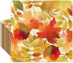 JarThenaAMCS 100 Pcs Fall Leaves Paper Napkins Autumn Maple Leaf Disposable Napkins Watercolor Luncheon Dinner Napkin for Thanksgiving Wedding Birthday Party Table Supplies