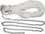 Lewmar Boat Anchor Rode for Windlasses - 15' 1/4" G4 Chain, 200' 1/2" 8-Plait Rope with Shackle, High-Test-Rated Galvanized Links, Hand-Sewn Whipping
