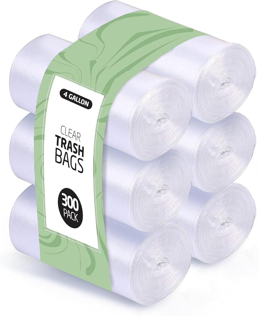 4 Gallon Trash Bags - 300 Small Mini Garbage Bags | 17" x 18" Clear Waste Basket Trash Bags | Bulk Plastic Bathroom Trash Can Liners