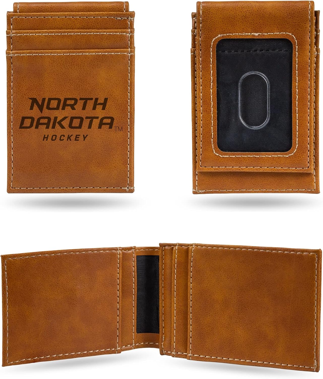 NCAA Laser Engraved Front Pocket Wallet - Compact/Comfortable/Slim