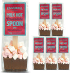 Kingsbridge Premium Hot Chocolate Spoons (5 Pack) - Luxury Milk Chocolate & Mini Marshmallow Stirrer - Milk Block With Wooden Spoon