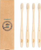 Sea Turtle Plant-Based Bristles, Compact Bamboo Toothbrushes, Soft Natural Toothbrush for Adults (4 Pack)