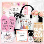 Saineron Aunt Gifts for Women Best Auntie Gift Ideas Cool Aunt Birthday Gifts for Aunts from Niece Auntie Birthday Gift Presents for Aunts Bracelet Keychain Cup Socks Tote Bag Acrylic Puzzle