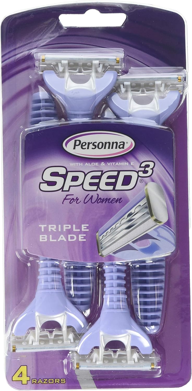 Personna Speed 3 Triple Blade Pivoting Head Disposable Razor for Women - 4 Ea