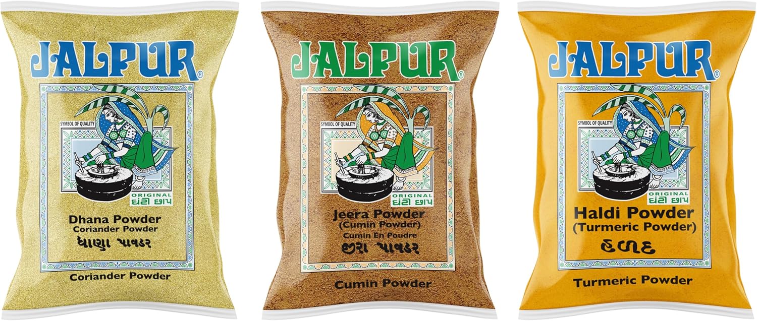 Jalpur Millers Spice Combo Pack - Coriander Powder 200g - Cumin Powder 200g - Turmeric Powder 200g (3 Pack)