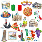 Italian Party Cupcake Toppers 48Pcs Italy theme birthday Cake Decorations Italy Pizza Party Decorations Rome Colosseum Cupcake Sticks for Buon Comleanno Party Supplies