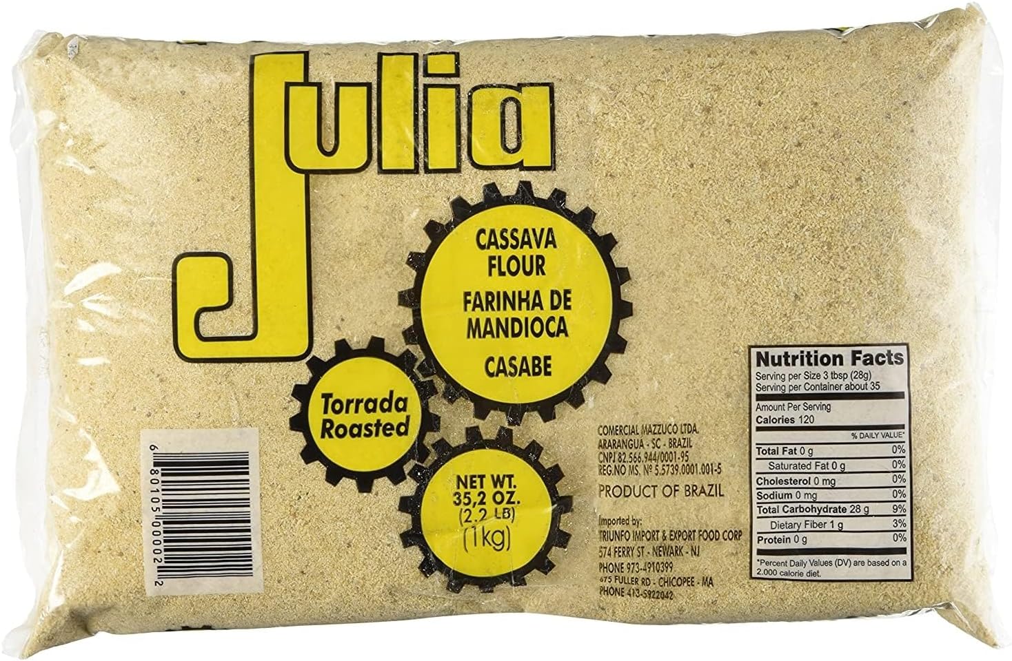 Toasted Cassava Flour Brand Julia 1 Package of 1 Kg