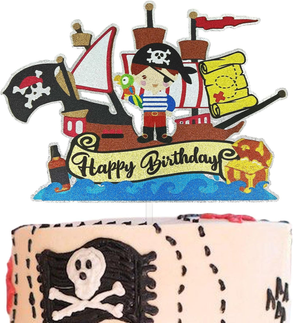 Festus Pirate Cake Topper, Pirate Birthday Party Decoration, Treasure Cake Topper, Pirate Ship Cake Toppe Cake Topper, Pirate Party Favor for Boys