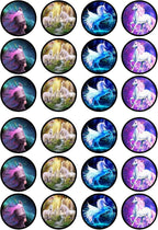 Unicorn Edible Cupcake Toppers, Unicorn Birthday Decorations for Baking, Mythical Baby Shower Cake Topper, Edible Cake Decorations for Girls, 24 x 4cm / 1.5 Inch Wafer Card Discs